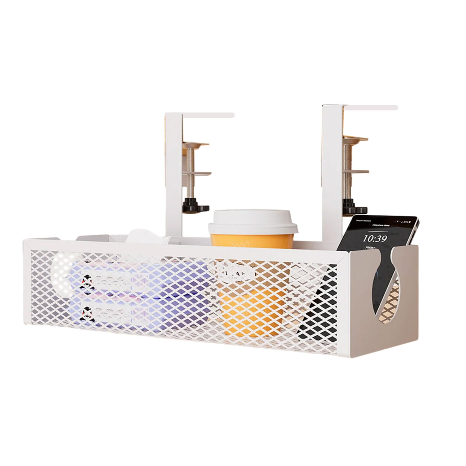 Hsioluted White Meshes Desk Organizers Clamp-On Pencil Drawer Under Desk Drawer Easy To Instal Under Storage Drawers For Organizers