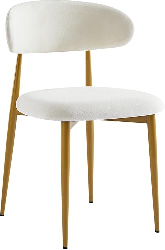 Miniatura 5 de Set of 2 Dining Chairs, Modern Kitchen Chairs with Soft Padding, Farmhouse Restaurant Chairs with Curved Backrests and Metal Legs, Table & Chair