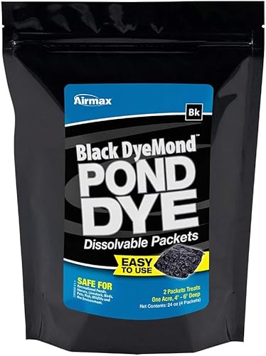 Airmax Black DyeMond Paquetes de tinte soluble en agua WSP fácil aplicación sin lío para estanques y lagos paquete de 4 WSP