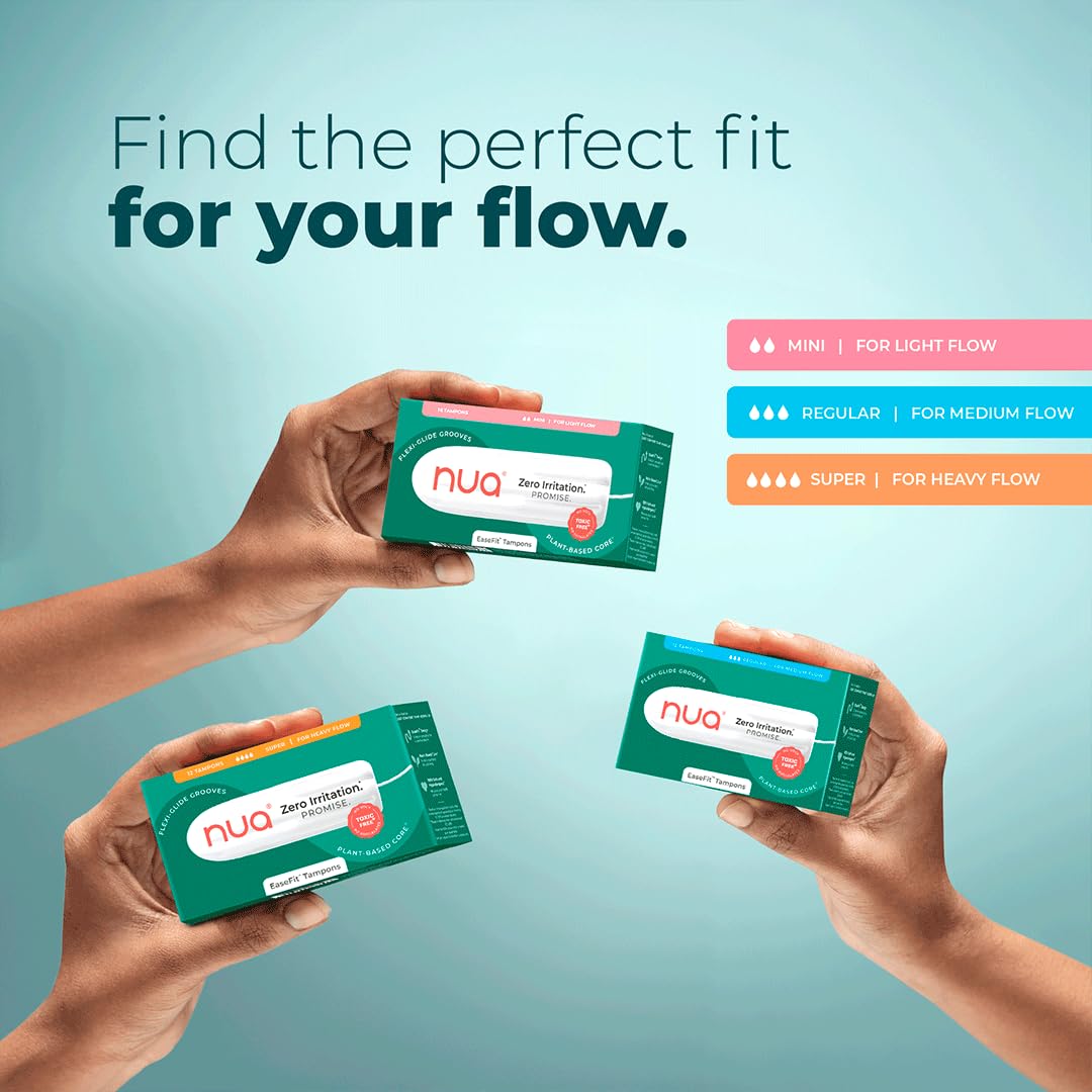 Nua EaseFit Tampons for Medium Flow | 12 Tampons | Gynaecologically Tested | Hypoallergenic | Rapid Absorption Core | Leak-Proof Protection 3