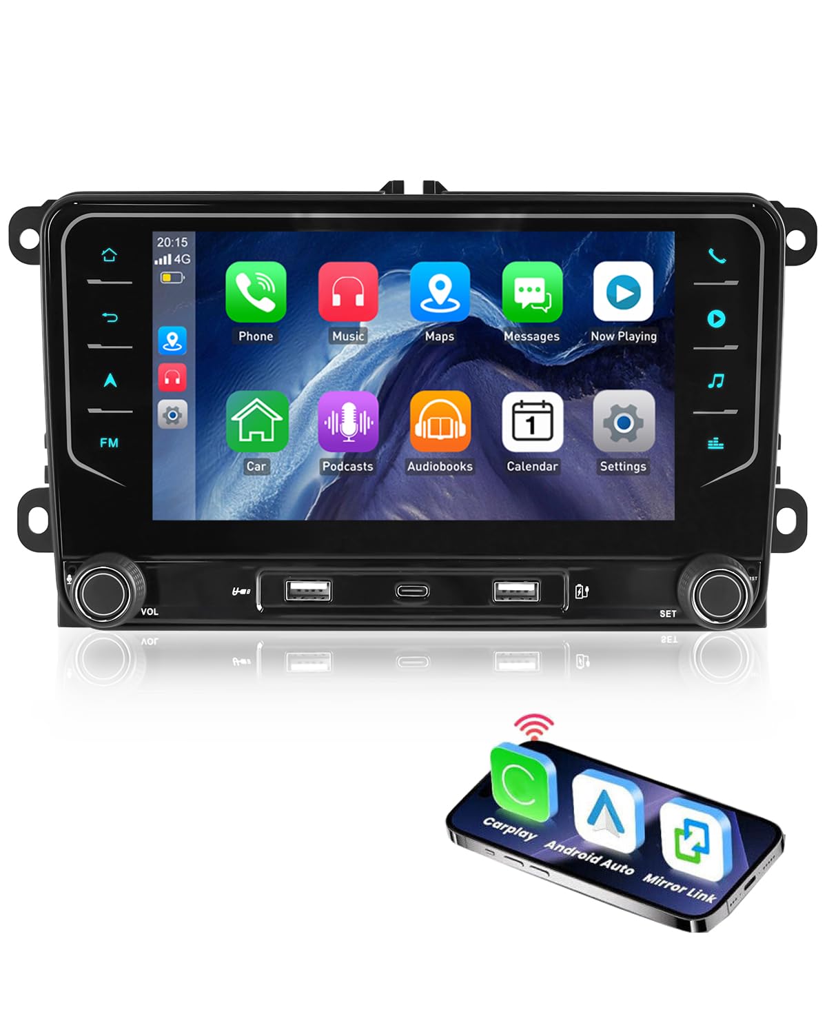 ESSGOO Android 15 4+64G 7 Zoll Wireless CarPlay Android Auto Für VW Golf
