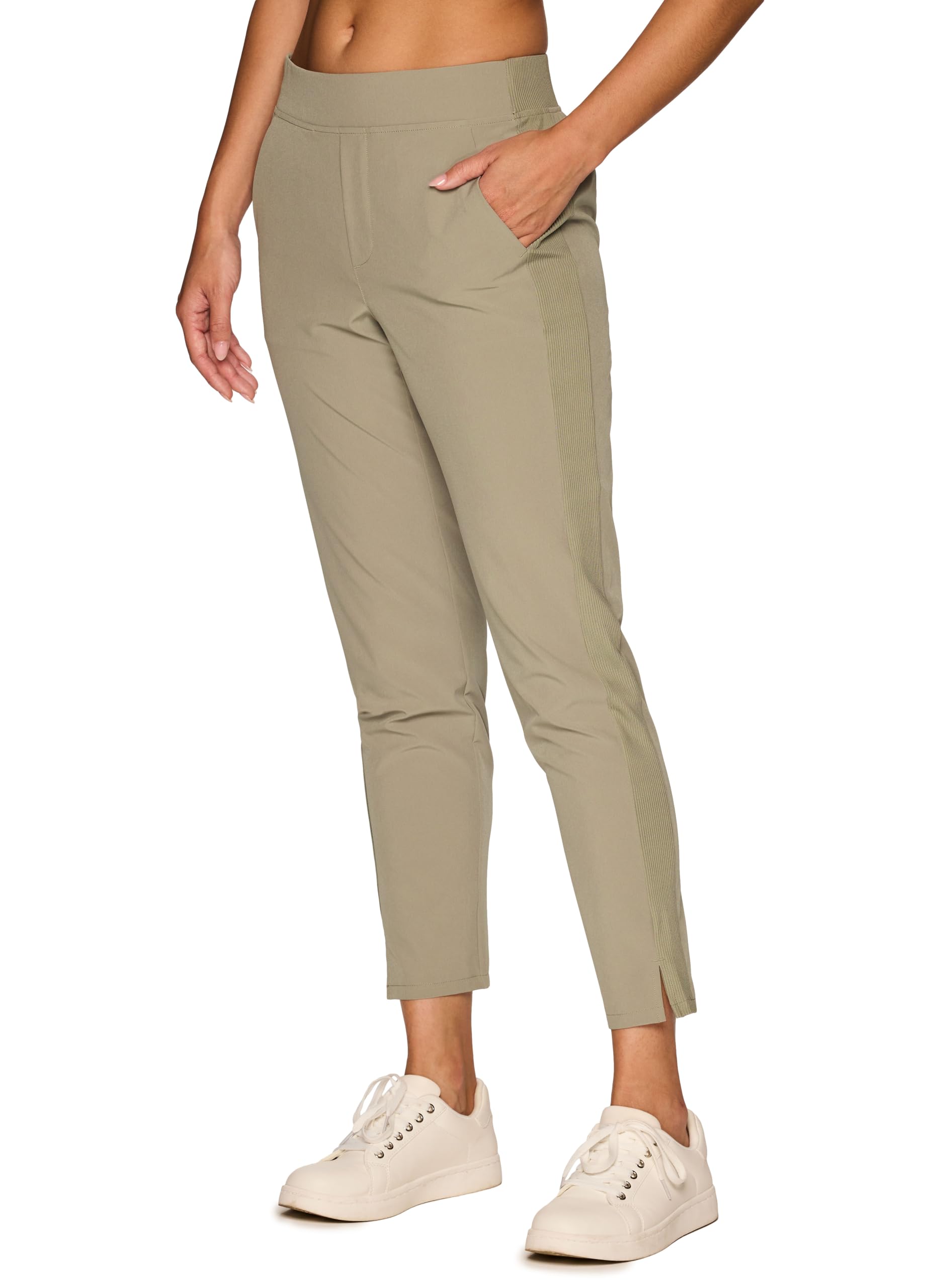 RBX Women's Stretch Woven Ankle Pant, Lightweight, Quick Drying, Flat-Front Straight Leg Pants with Pockets