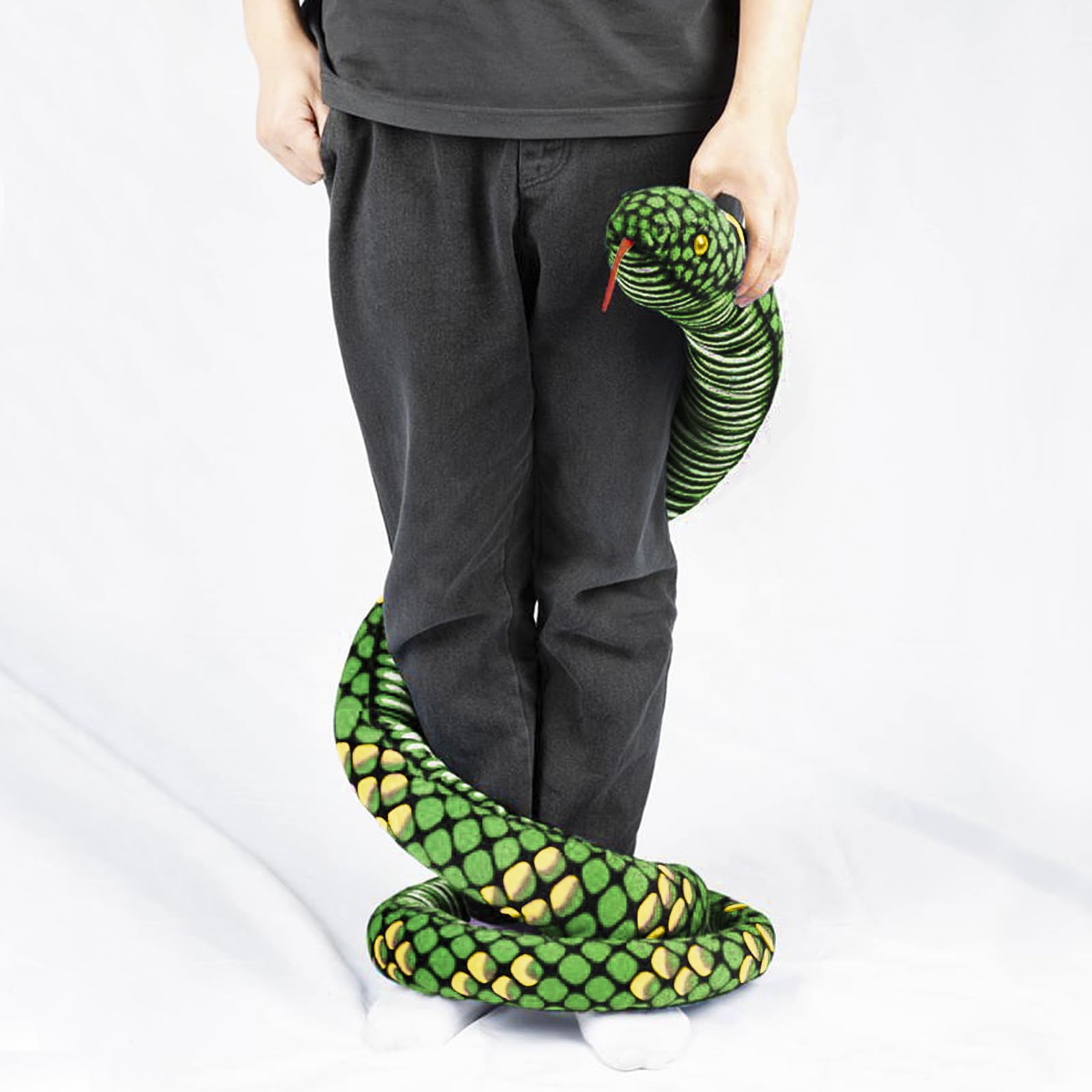 OhMill Jumbo 280cm Fake Python Snake Soft Doll Cuddly Plush Toy Sofa Bed Pillow Cushion Children Playtime Stuffed Animated Halloween Python Tricky Toys - Image 4