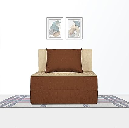 Adorn India Easy Single Seater Sofa cumbed 3x6 (Brown & Beige)