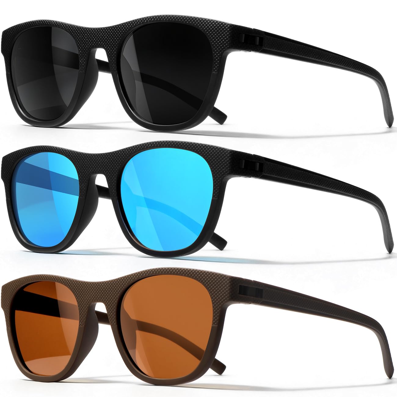 3 Pack Polarized Sunglasses for Men Women, Lightweight UV Protection Sports Sun Glasses for Driving Fishing Golf