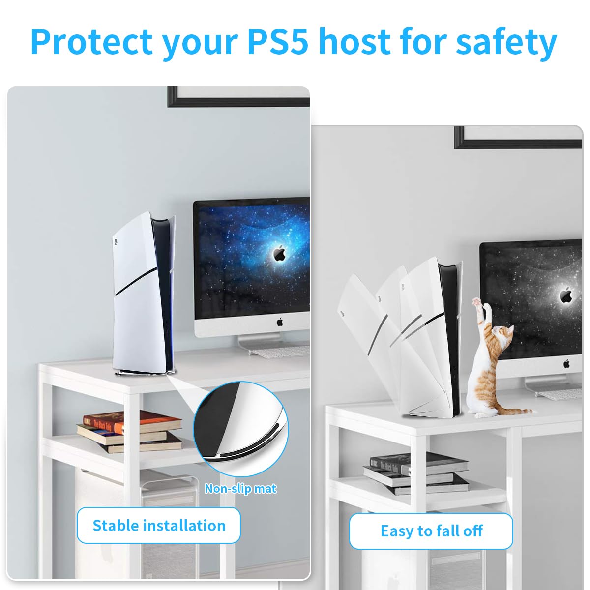 Support Vertical pour PS5, Support pour Playstation 5 Slim, PS5 Slim/PS5 pour Playstation 5 Discs Et Numérique, Support Vertical pour Console PS5 Slim, Robuste Et Solide, Noir