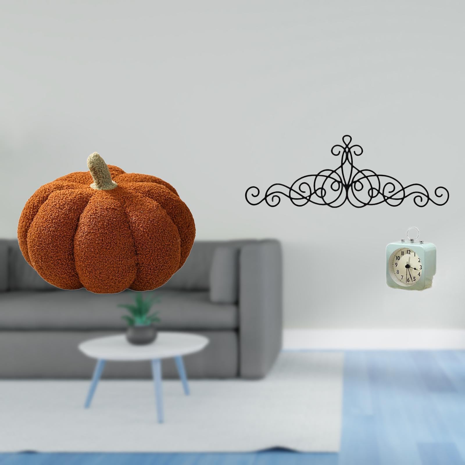 ZOOMELLA Pumpkin Plush Sofa Cushion Scroll Metal Wall Art Floral Decorative Pillow For Bedroom Patio Indoor Outdoor Porch Fence Decor-image-7