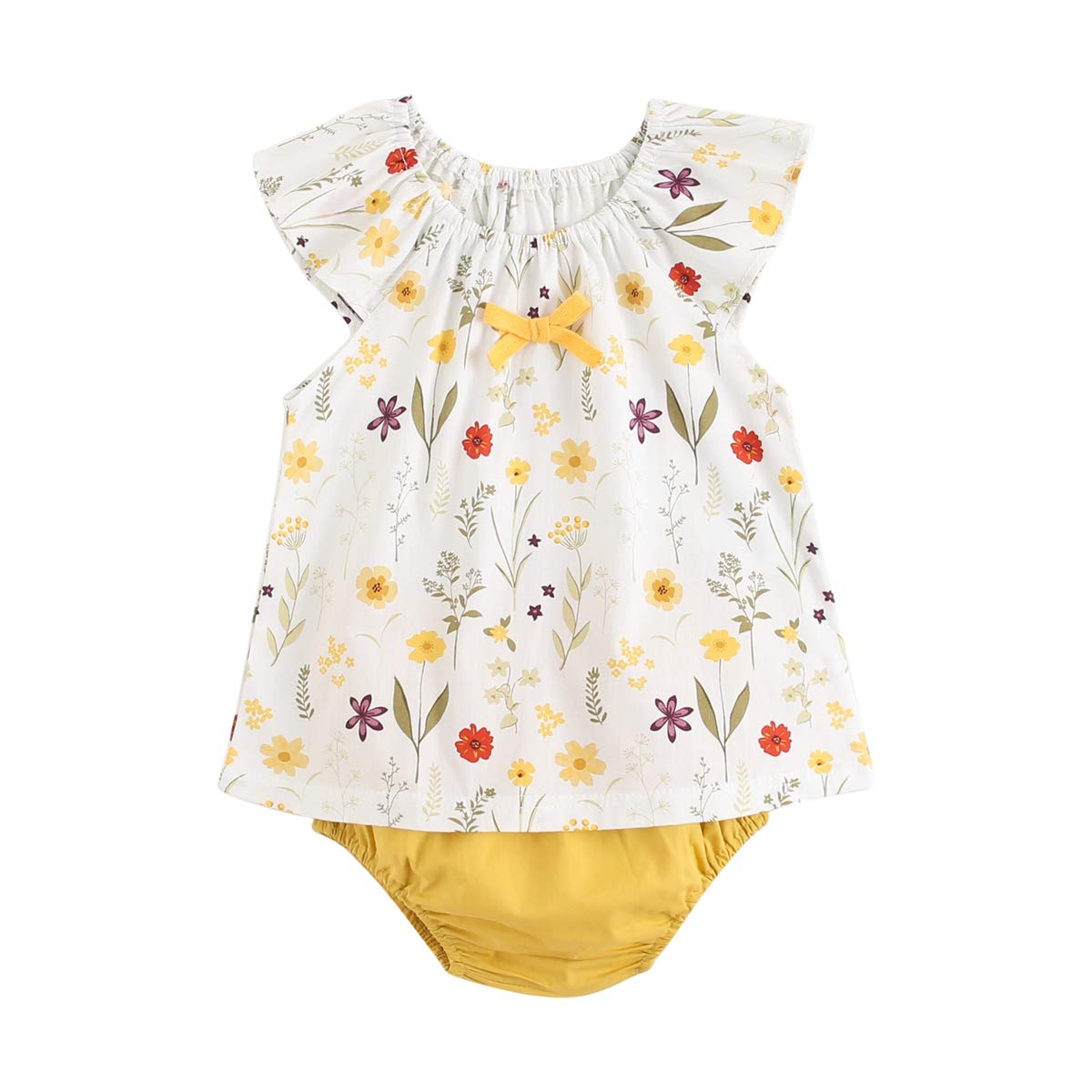 Sanlutoz Verano Bebe Niña Conjuntos de ropa Flor Infantes Algodón Tops + Bloomer 2 piezas
