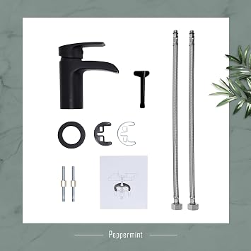 Peppermint Matte Black Basin Tap, Monobloc Waterfall Taps for Bathroom Sink