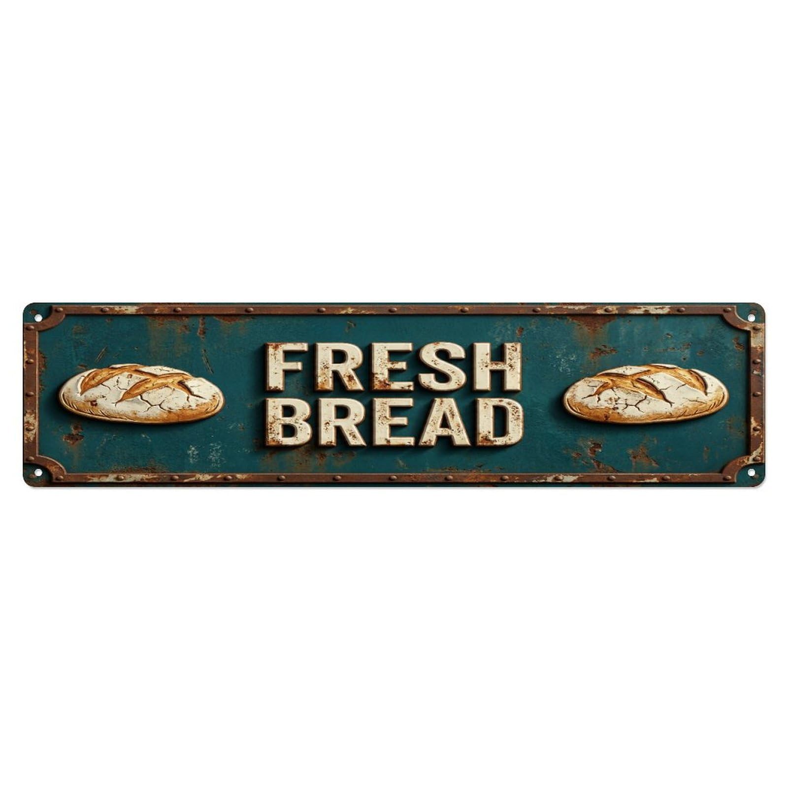 Metal Tin Sign FRESH BREAD Vintage Bakery Rustic Farmhouse