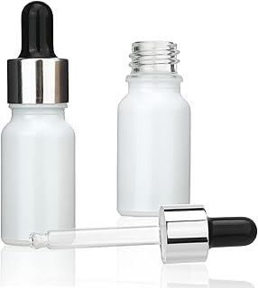COSIDEA 30 botellas de vidrio vacías de 10 ml, 9,4 g, color blanco perlado, para aceites, contenedores de viaje, goteros de ojos
