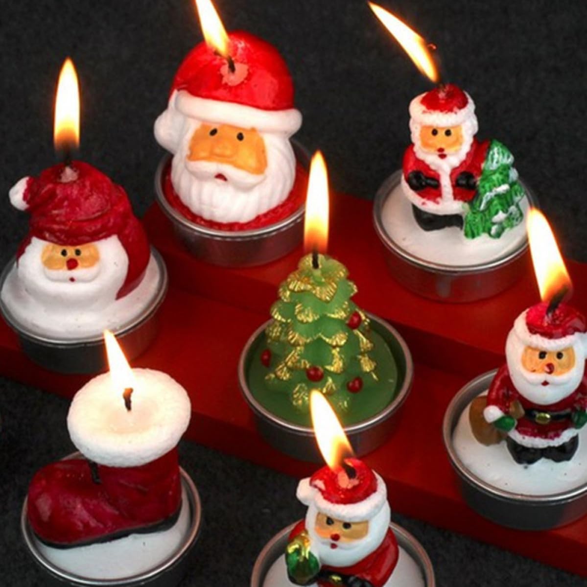 9pcs Festive Christmas Candle Set for Table Centerpieces Paraffin