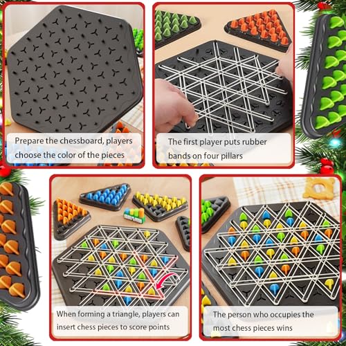 WENAUANG Juego de triángulos, Juego de Mesa, Triggler Juego de Mesa Gomas, Ajedrez de Estrategia Triangular, Triangulares Chain Triangle Game para Niños Adultos y Fiesta Familiar - imagen 3