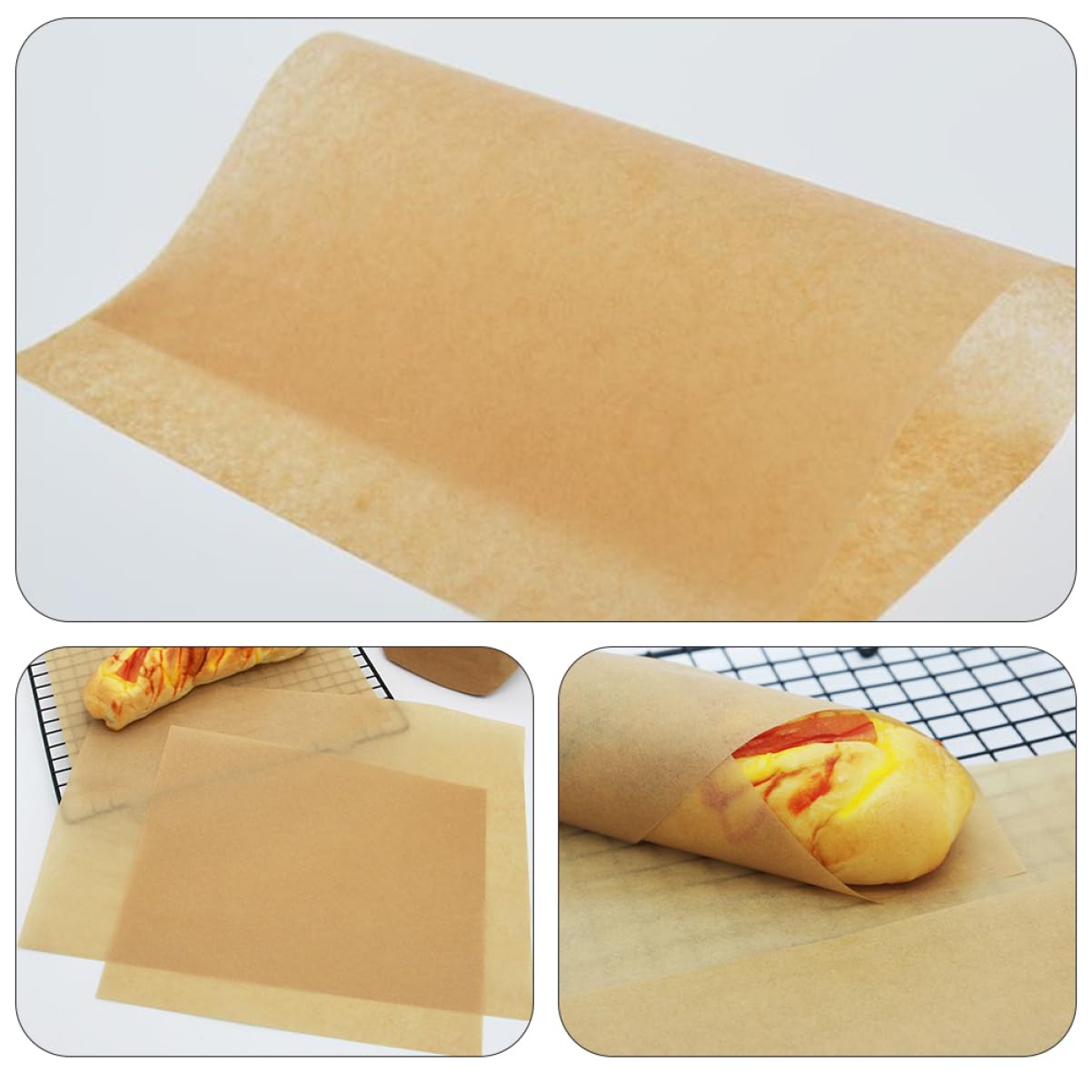 100pièces Papier Sulfurisé Pour Cuisson Antiadhésif Prédécoupé Feuilles Pour Plaques De Cuisson Pâtisseries Et Aliments