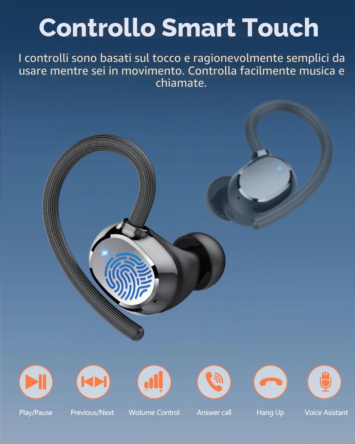 Cuffie Bluetooth, 2025 nuovo Auricolari Bluetooth 5.3 Stereo HiFi con 4 ENC Mic,Cuffie Wireless con LED Display 128Ore, Cancellazione Rumore Cuffiette Bluetooth, Touch Control, IP7 Impermeabile