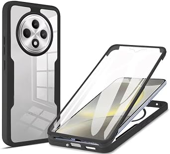 Case for Oppo Reno 12F 4G/5G,Slim Full-Body Rugged Protective Clear Colorful Back Hybrid 3-in-1 Case with Built-in Screen Protector Phone Case for Oppo Reno 12F 4G/5G/Reno 12 FS 5G Black