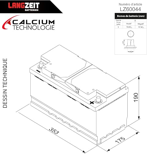 LANGZEIT batteria auto 100Ah 12V avviamento L5 sostituito 90Ah 95Ah 92Ah - 5