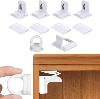 Adhesive Baby Proofing- Child Safety Magnetic Cabinet Locks - Works with Most Cabinets and Drawers - No Drilling Installation - (4 Locks and 1 Keys)