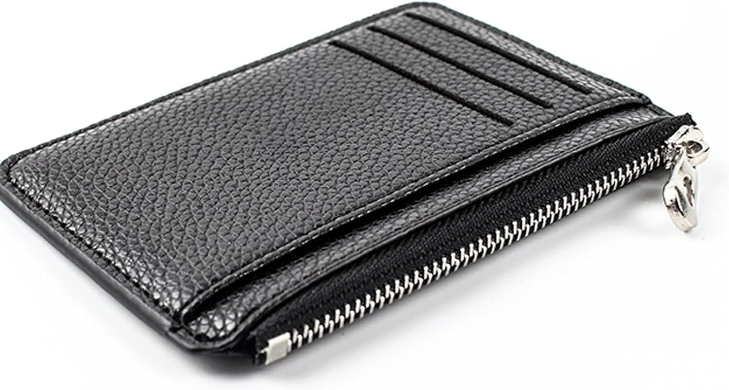 Women Wallets Women Card Holder PU Leather Unisex Zipper Business Card Case Credit Mini Cards Pocket(Black)
