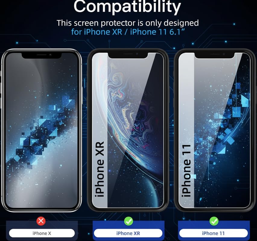 Image of OHAYO Military Strength Tempered Glass Screen Protector For iPhone 11 /XR (Privacy) | 9H+ Hardness, Strong Protection, Full Screen Edge-to-Edge Cover, Scratch Resistant, Bubble-Free Install, Ultra HD Clarity