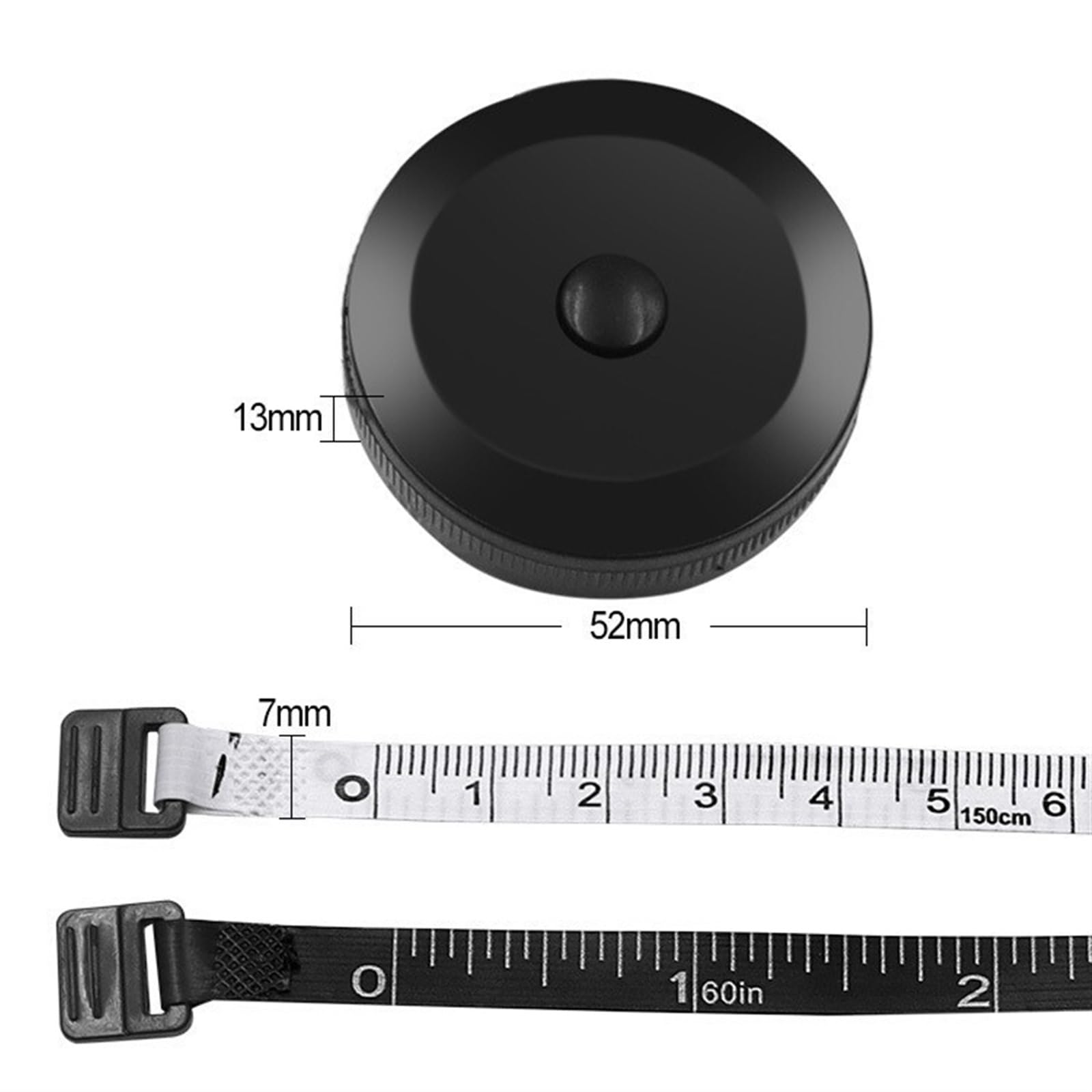 Miarki Taśmowe, 150 Cm Miarka Taśmowa Rozmiar Odzieży Miarka Taśmowa Przenośne Narzędzie Do Szycia Akcesoria，Black White