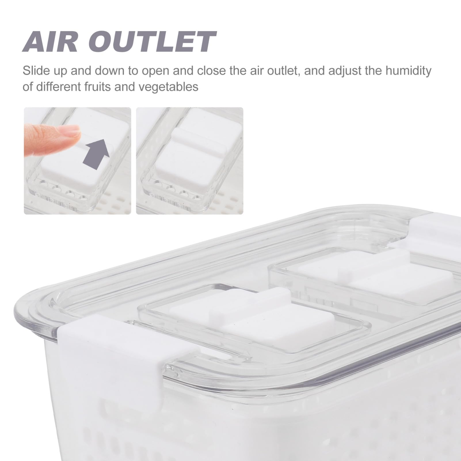 Alipis 3 Stück Frischhalteboxen aus Kunststoff mit Deckel und Abtropfgitter Kühlschrank Lebensmittelaufbewahrung für Obst und Gemüse Weiß Dicht Verschließbar
