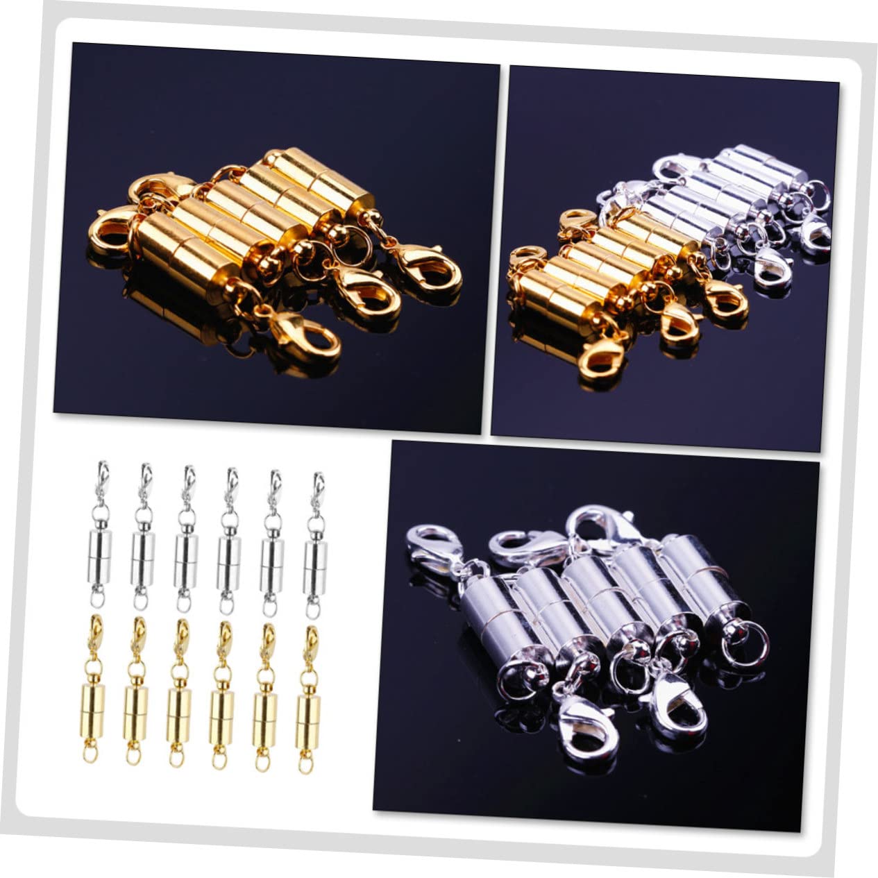 Uonlytech 5 set Chiusura A Moschettone Chiusure Magnetiche Per Collane Chiusure A Moschettone Chiusura Facile Per Collana Per e Per La Creazione 12 pezzi*5