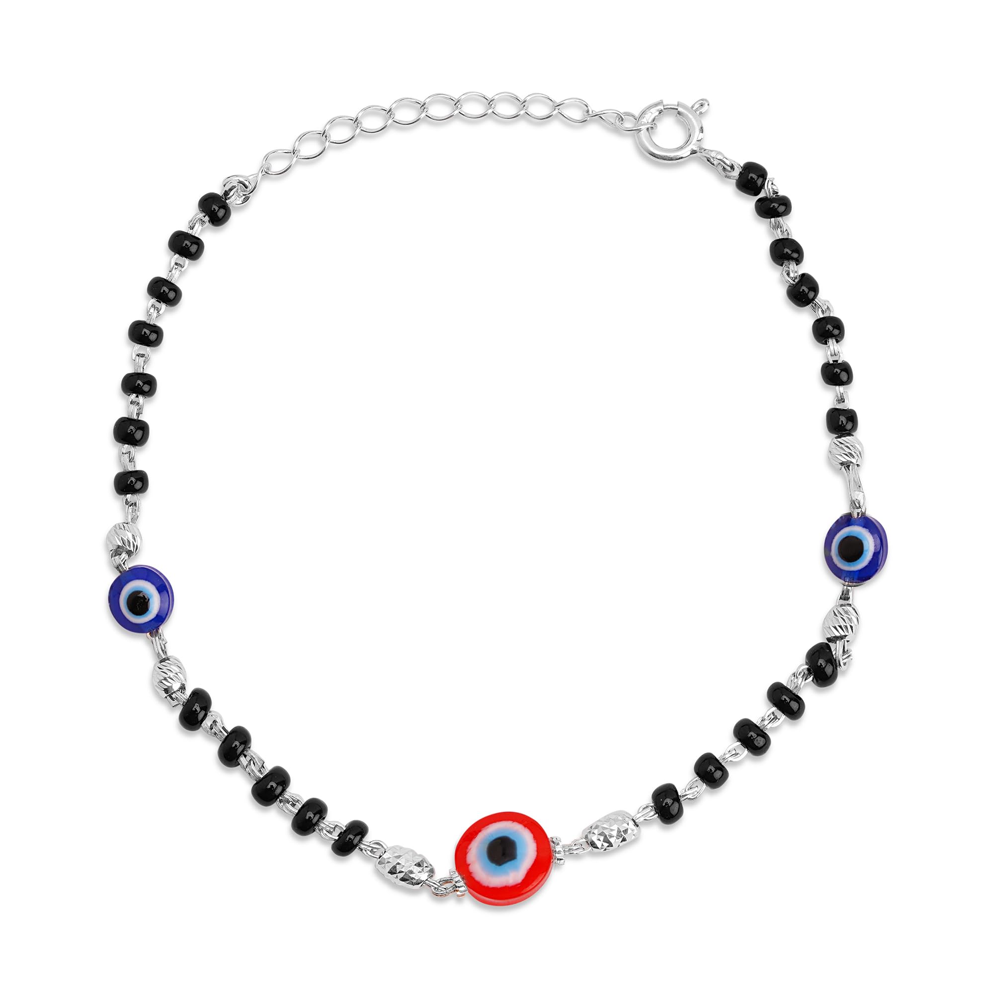ZAVYA 925 Sterling Silver Designer Evil Eyes Rhodium Plated Adjustable Beaded Bracelet | Gift for Women & Girls | With Certificate of Authenticity & 925 Hallmark (B0BCCGD89K) Amazon Price History, Amazon Price Tracker