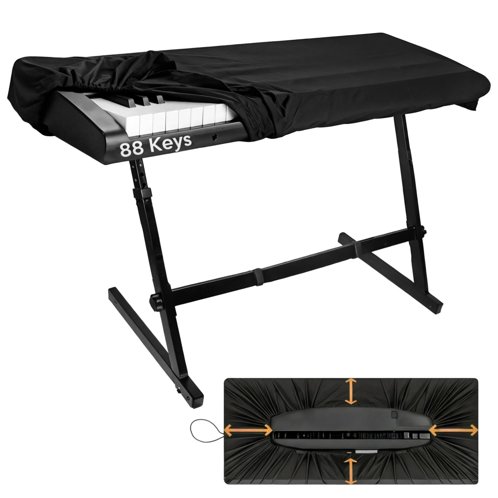 Packool Piano Keyboard Dust Cover, Polyester Stretchy Durable Electronic Keyboard Cover Dust Proof Cover for 88 Keys Digital Piano