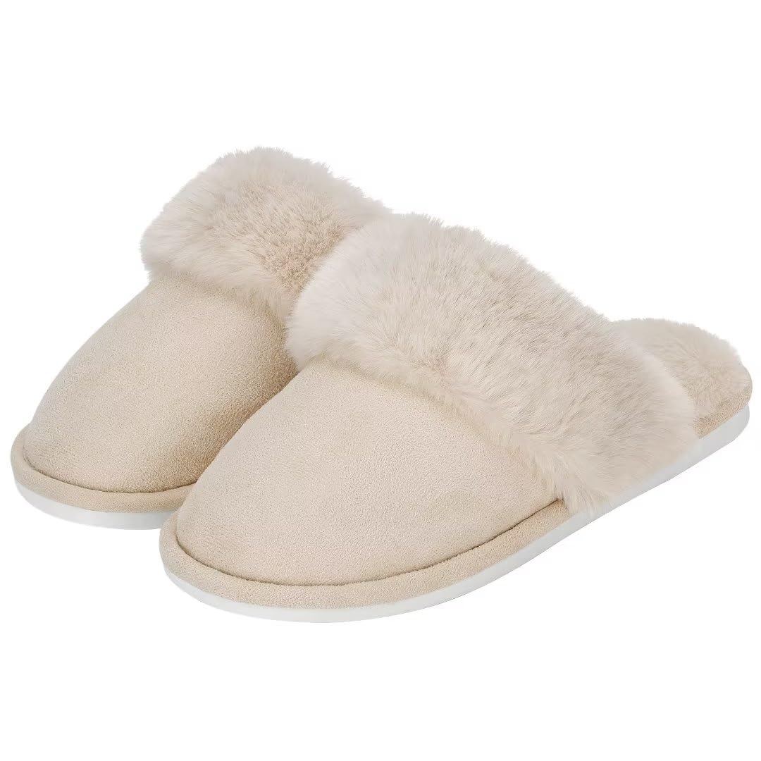 ZriEy Womens Suede Comfy Slippers Memory Foam Fluffy Warm Non-Slip Comfortable Slip-on House Shoes