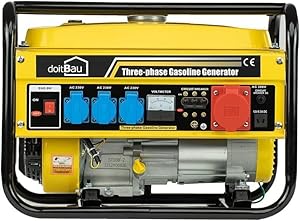 Stromgenerator mit Benzin | Stromerzeuger Notstromaggregat leise | 5 Steckdosen 3x 230V / 1x 400V / 1x 12 V | 7 PS (Premium Kupfergew.(5 Steckdosen (3000W YFG3500))