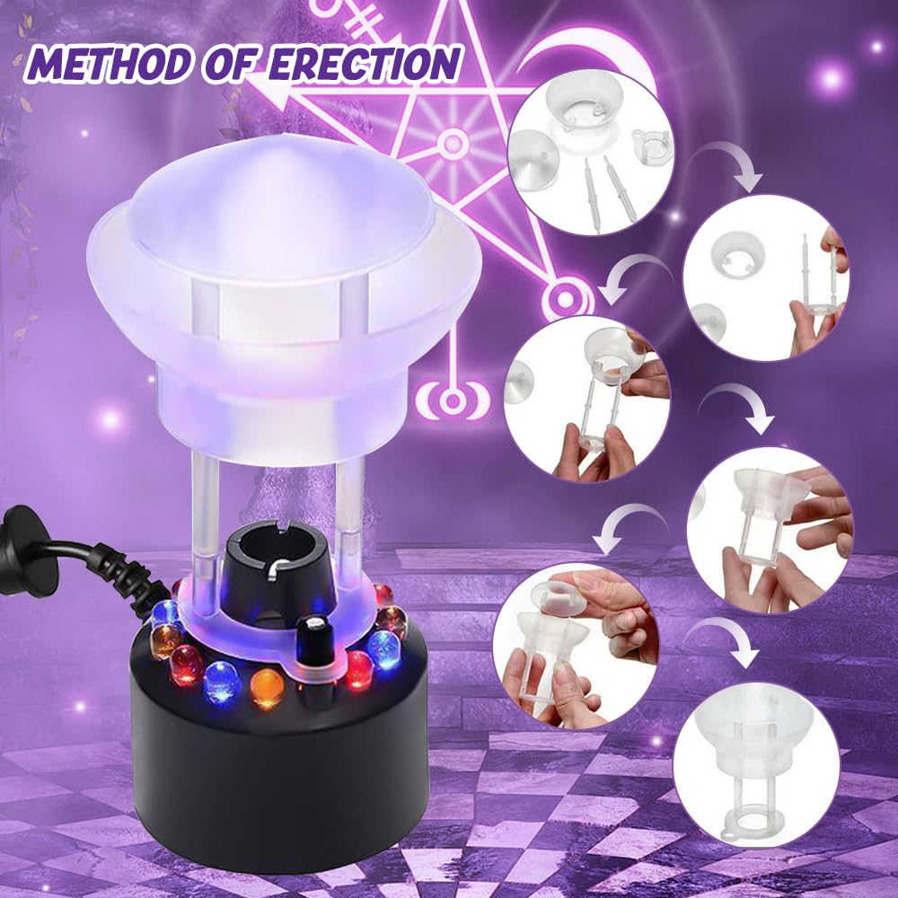 Macchina Del Fumo Halloween Con 12 LED - Effetto Nebbia Ad Ultrasuoni - Per Fontane E Laghetti - Paraspruzzi Rimovibile