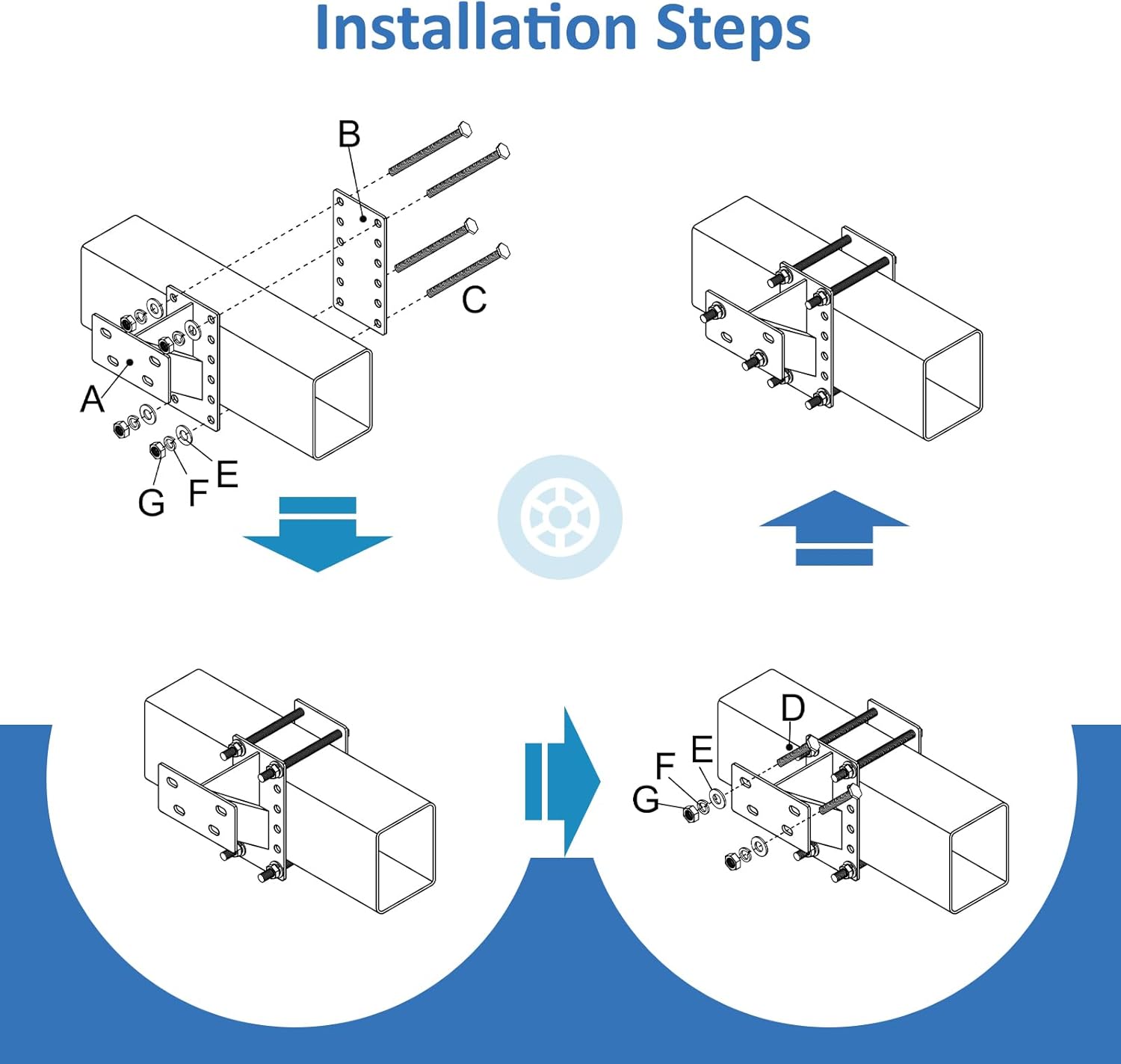 GADFISH Stainless Steel Spare Tire Carrier, Upgrade Spare Tire Mount Trailer Carrier Bracket, Fits 4 & 5 & 6 Lugs Trailer Wheels on 4, 4.5, 4.75, 5 and 5.5 Bolt Patterns, Holds up to 150 Lbs