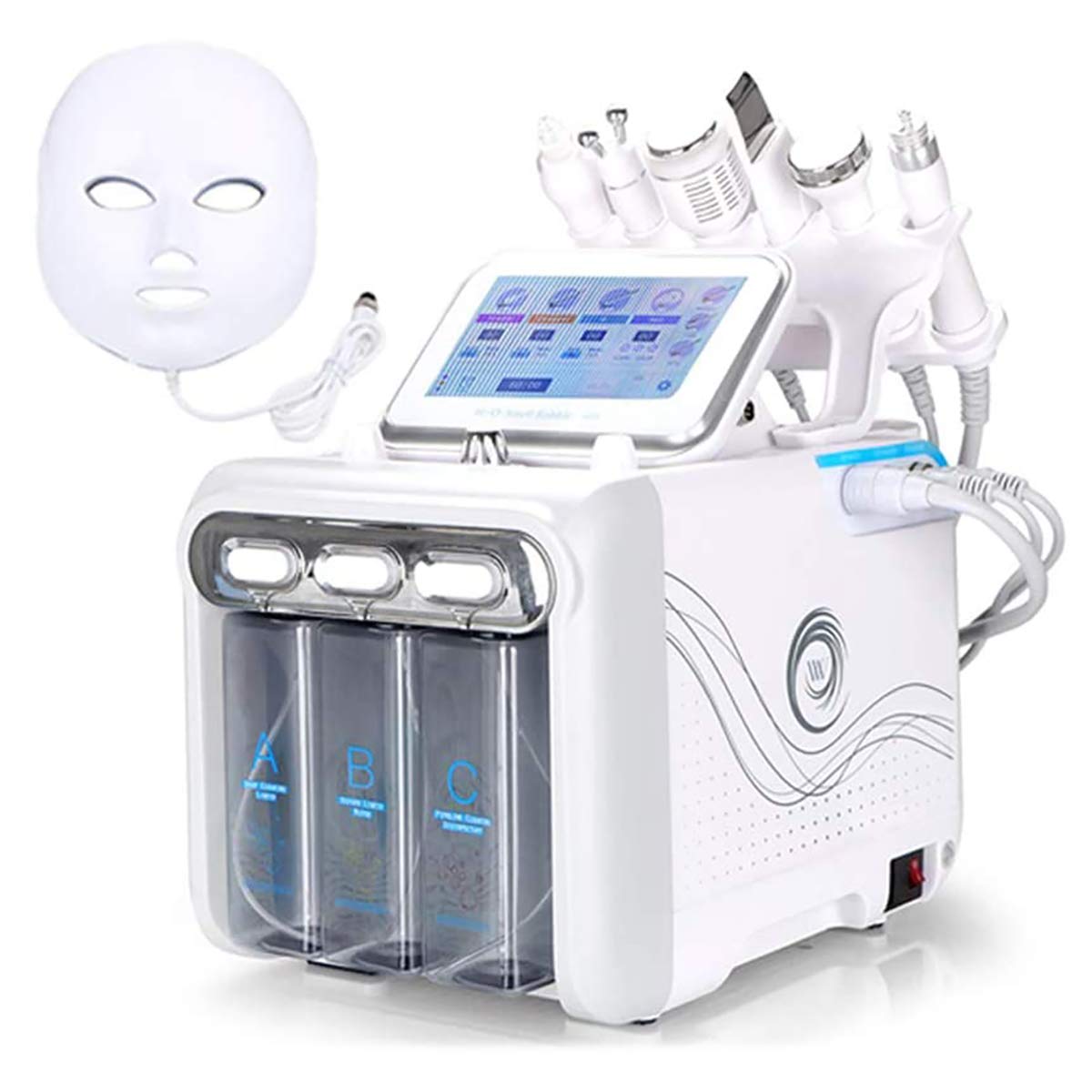 7 en 1 de oxígeno en Agua HydraFacial Machine con la máscara LED Cuidado de la Piel Facial de Limpieza Profunda Exfoliante Hydro La dermoabrasión Jet Peel pequeño Dispositivo Burbuja