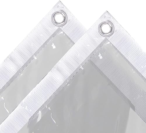 Miniatura 6 de Lona transparente personalizada de 15 onzas, lona transparente de PVC resistente, lona transparente con ojales inoxidables, cortinas de vinilo 100%