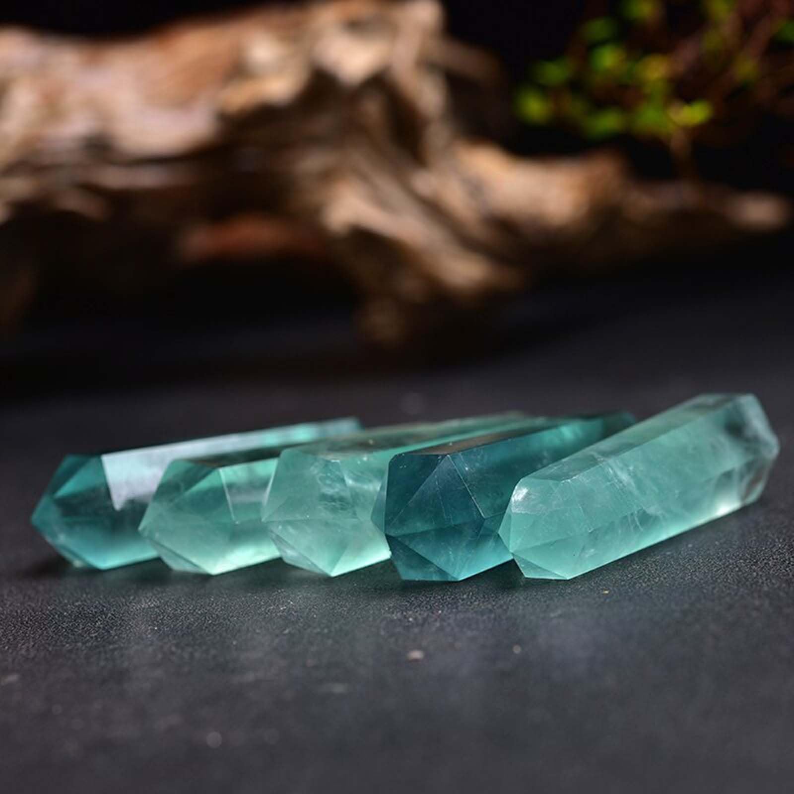 Varita de Cristales de fluorita Verde Natural y Piedras curativas
