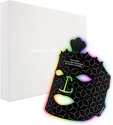 Máscara terapêutica de luz vermelha de 7 cores, terapia de luz de LED, terapia de luz vermelha para rosto, máscara facial de silicone para cuidados com a pele em casa com almofada de proteção ocular