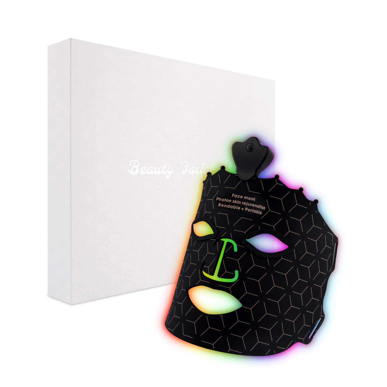 ANGAUSS 7 Color Red Light Therapy Mask, Wireless LED Face Mask Light Therapy with Eye Protection Cushion, Lightweight Soft Silicone Red Light Therapy for Face for Wrinkle Reduction Anti Aging