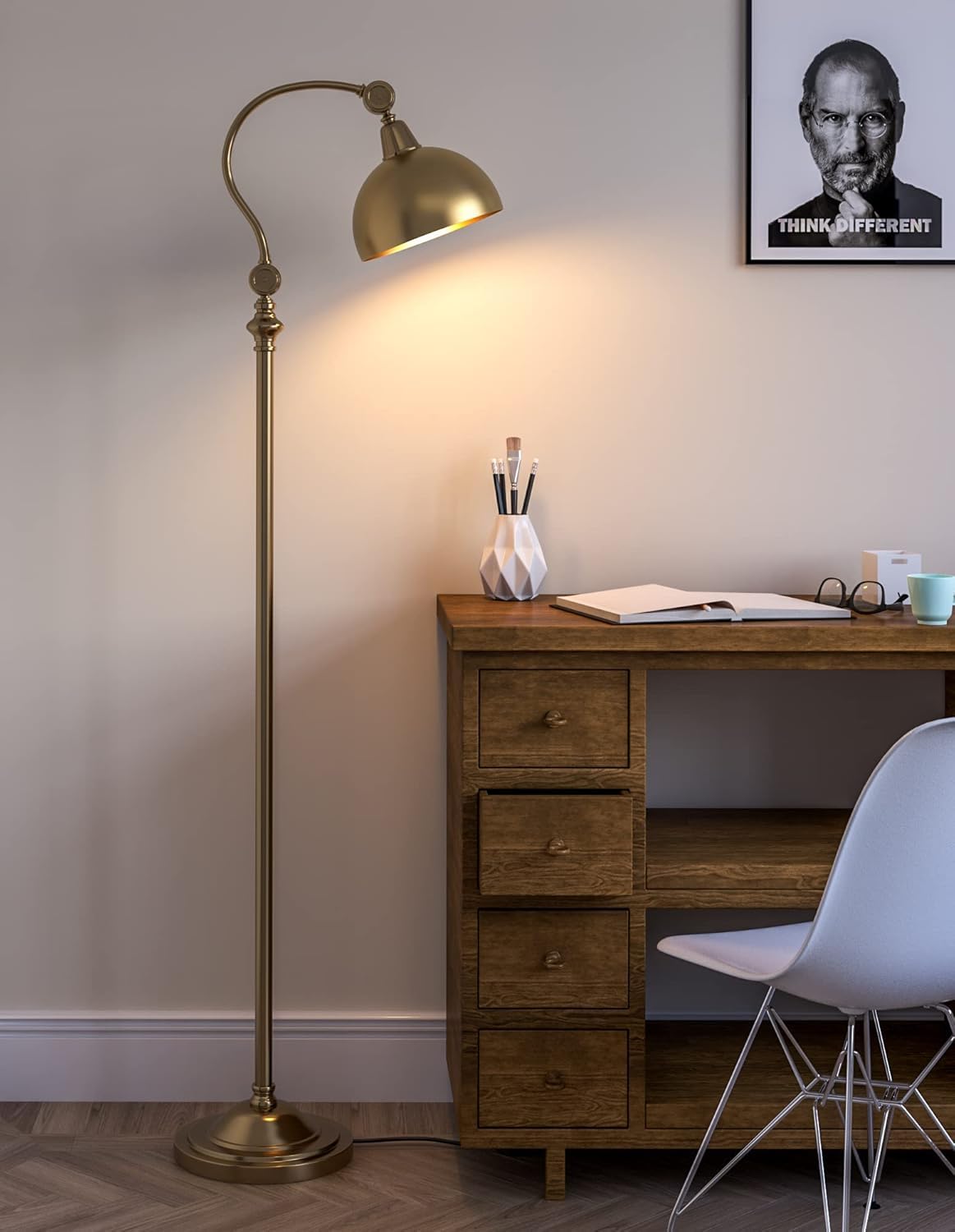 HDC Vintage Adjustable Antique Brass Floor Lamp for Living Room Bedroom | Retro Industrial Standing Lamp | Metal Tall Reading Light | Classic Decorative Corner Floor Light for Home & Hotel-image-11