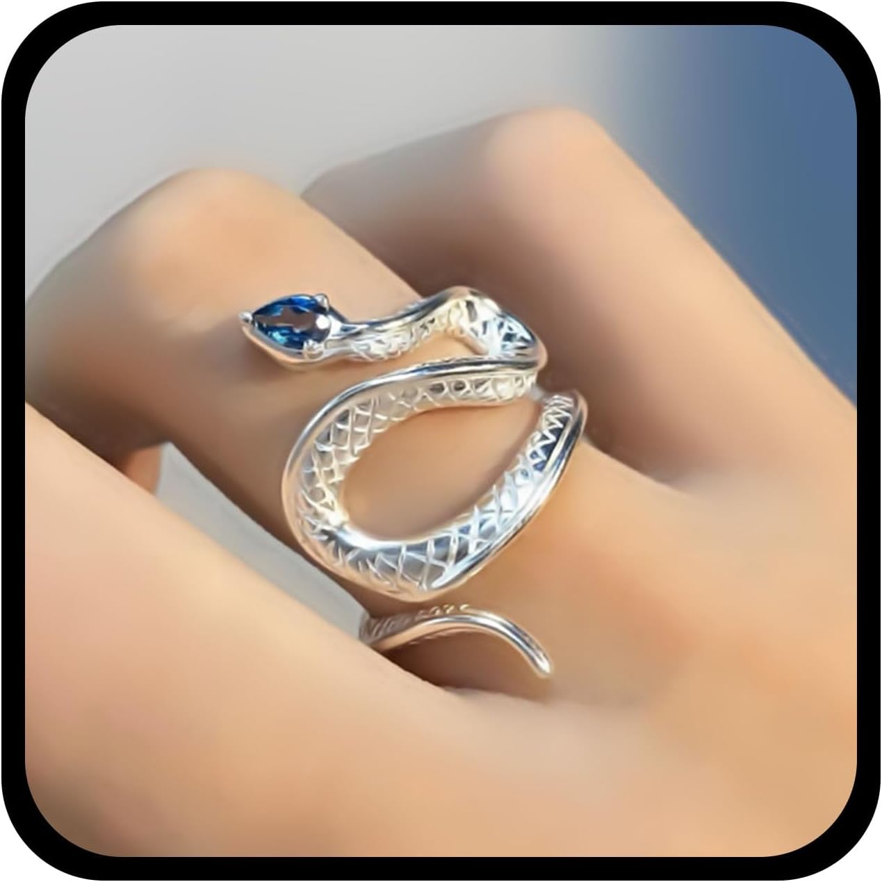 Punk Twist Snake Open Ring Adjustable Silver Snake Ring Cz Crystal Snake Finger Ring Gothic Serpent Wrap Thumb Ring Jewelry for Women