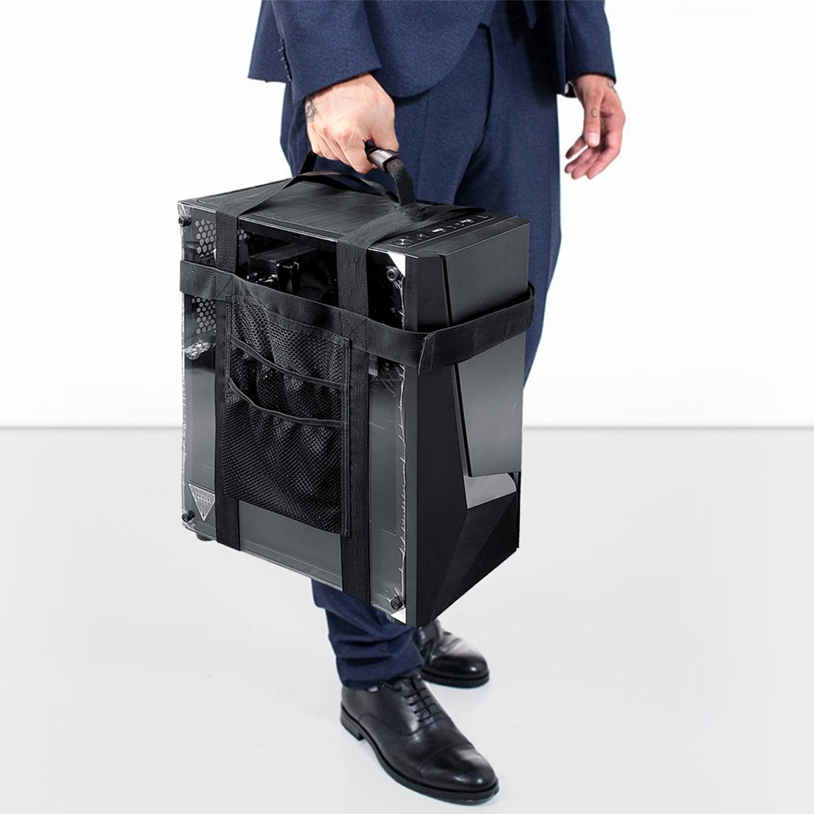 Desktop-Tragegurt Für PC-Tower – Tragbarer PC-Hebegurt Mit Netztaschen, Verstärktem Griff Für Gamer & IT-Profis