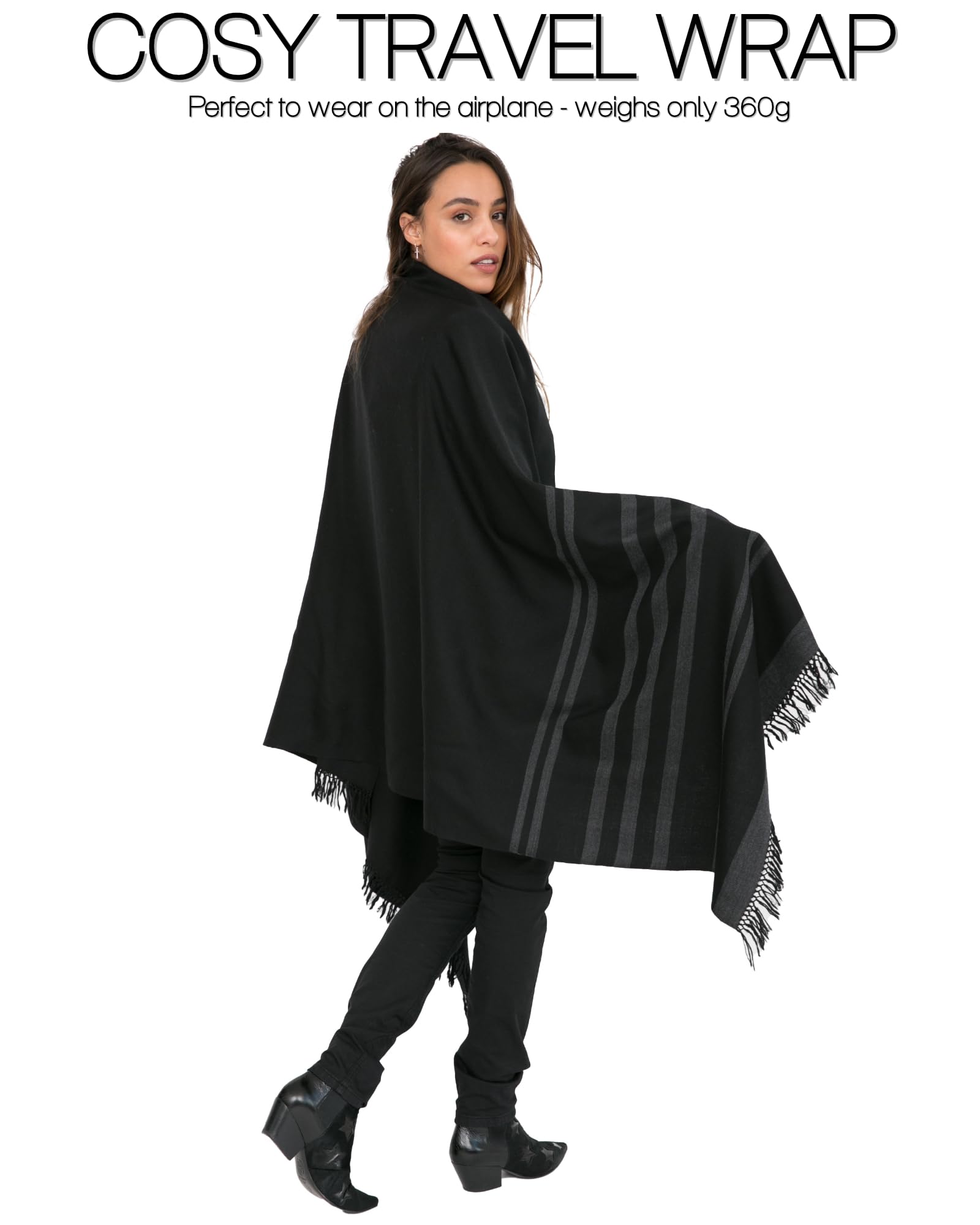 likemary Écharpes et Foulards Femme – Châle en Laine Hiver Chaud à Rayures – Grande Écharpe Grosse et Châle Léger – Écharpe Laine Femme – Idée Cadeau Éthique