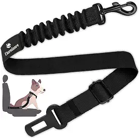 Cinto de Segurança para Cães, Retrátil, Ajustável e Resistente, com Amortecedor Elástico e Mosquetão Giratório