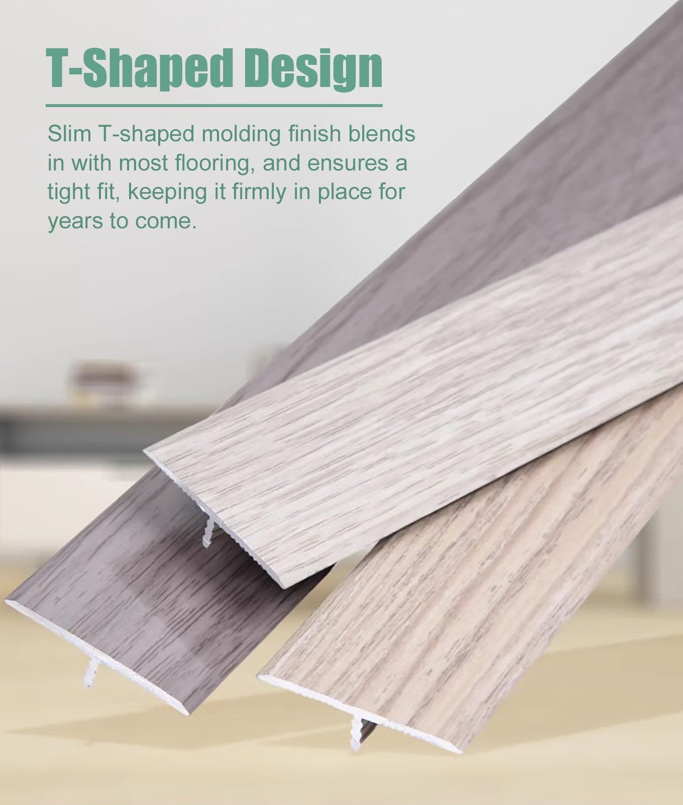 Vibeo Barre de Seuil Moulure de Transition pour Plancher Imitation Bois, Lot de 3 Bordures de Transition Métalliques, Seuil Intérieur Jointure des Joints de Plancher(Style E)