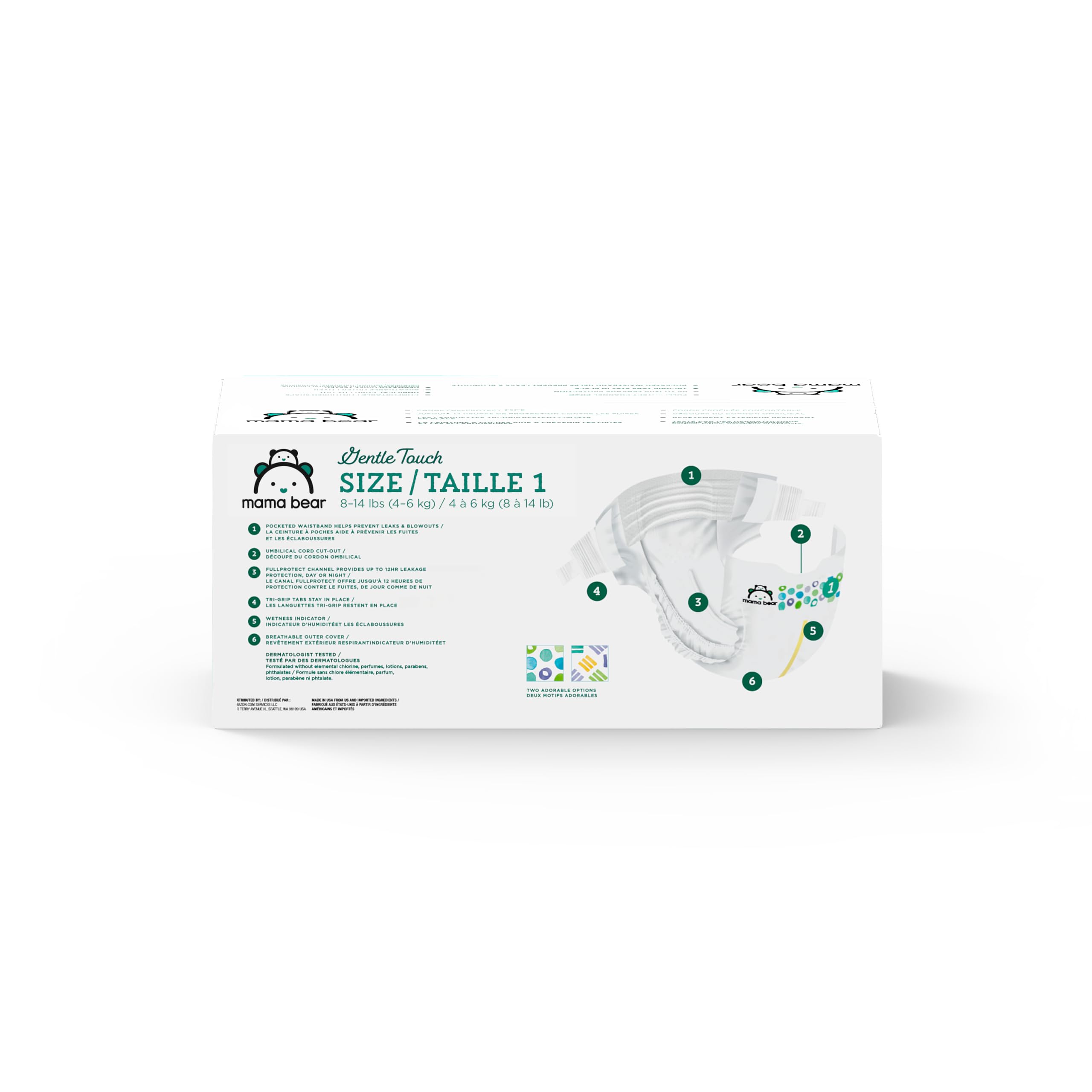 Amazon Brand - Mama Bear Gentle Touch Diapers, Size 1, 200 Count (4 packs of 50)