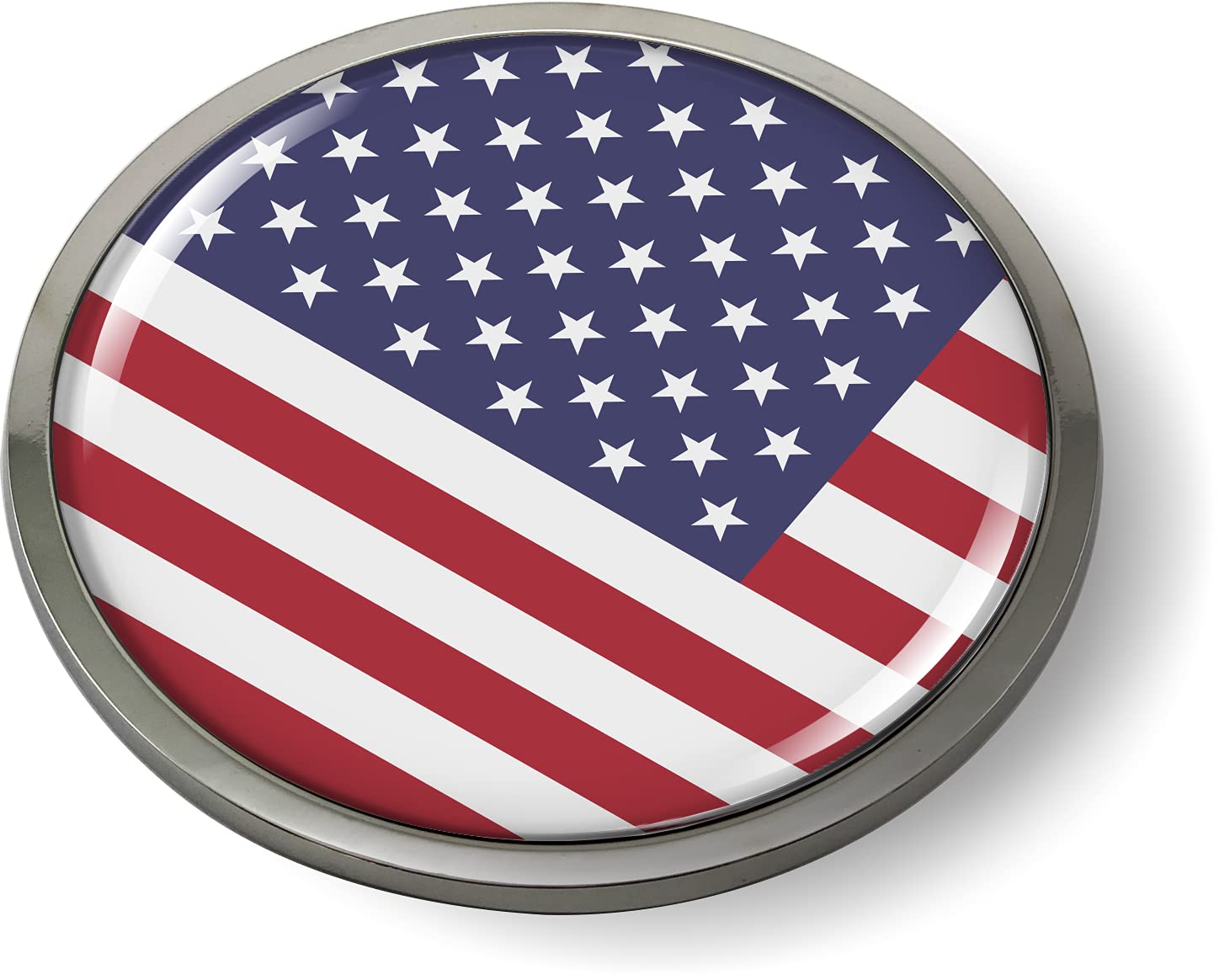 BestLicensePlateFrames American Flag 3D Domed CAR Emblem Badge Sticker Round - Picture 3 of 18