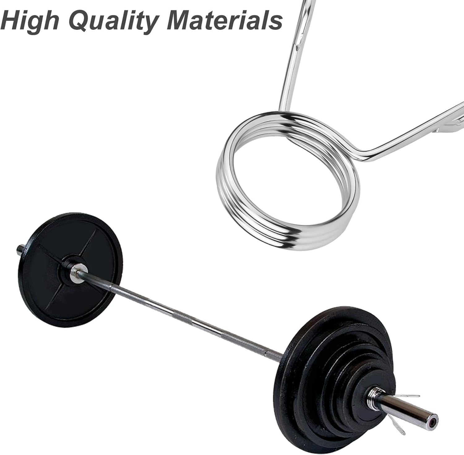 PEUTIER 2pcs Barbell Clamps, 2in Versatile Weight Clips Stainless Steel Spring Collar Clips Tight Fitness Bar Clips Weightlifting Buckle Gym Accessory for Strength Training