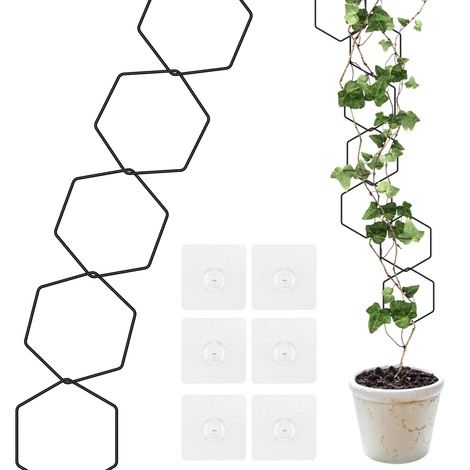 Chain Trellis for Climbing Plants 18 Pieces, Wall Chain Trellis for Plants with 6 Wall Hooks