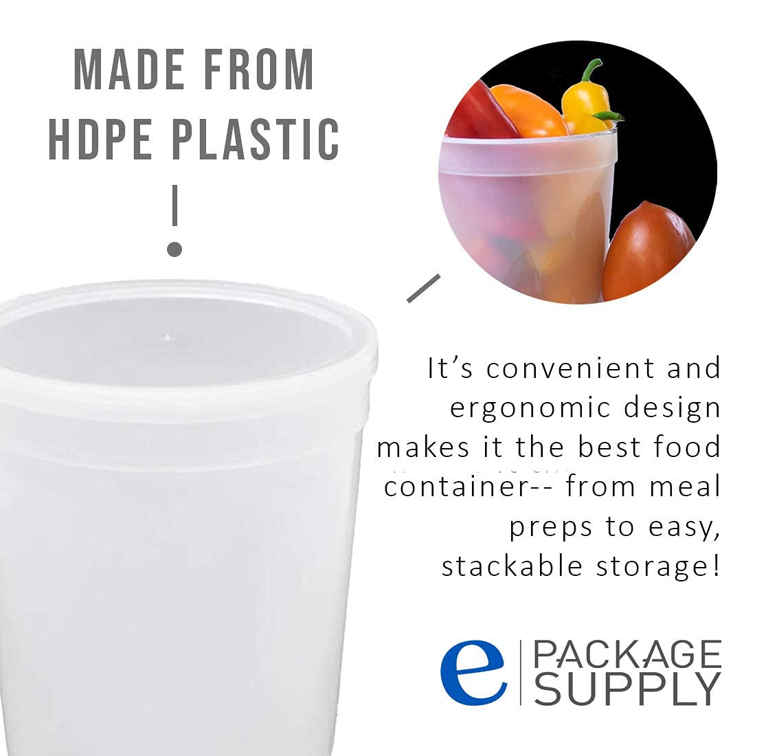 1/4 Gallon (32 oz) 1 Quart Food Storage Containers with Lids Freezer