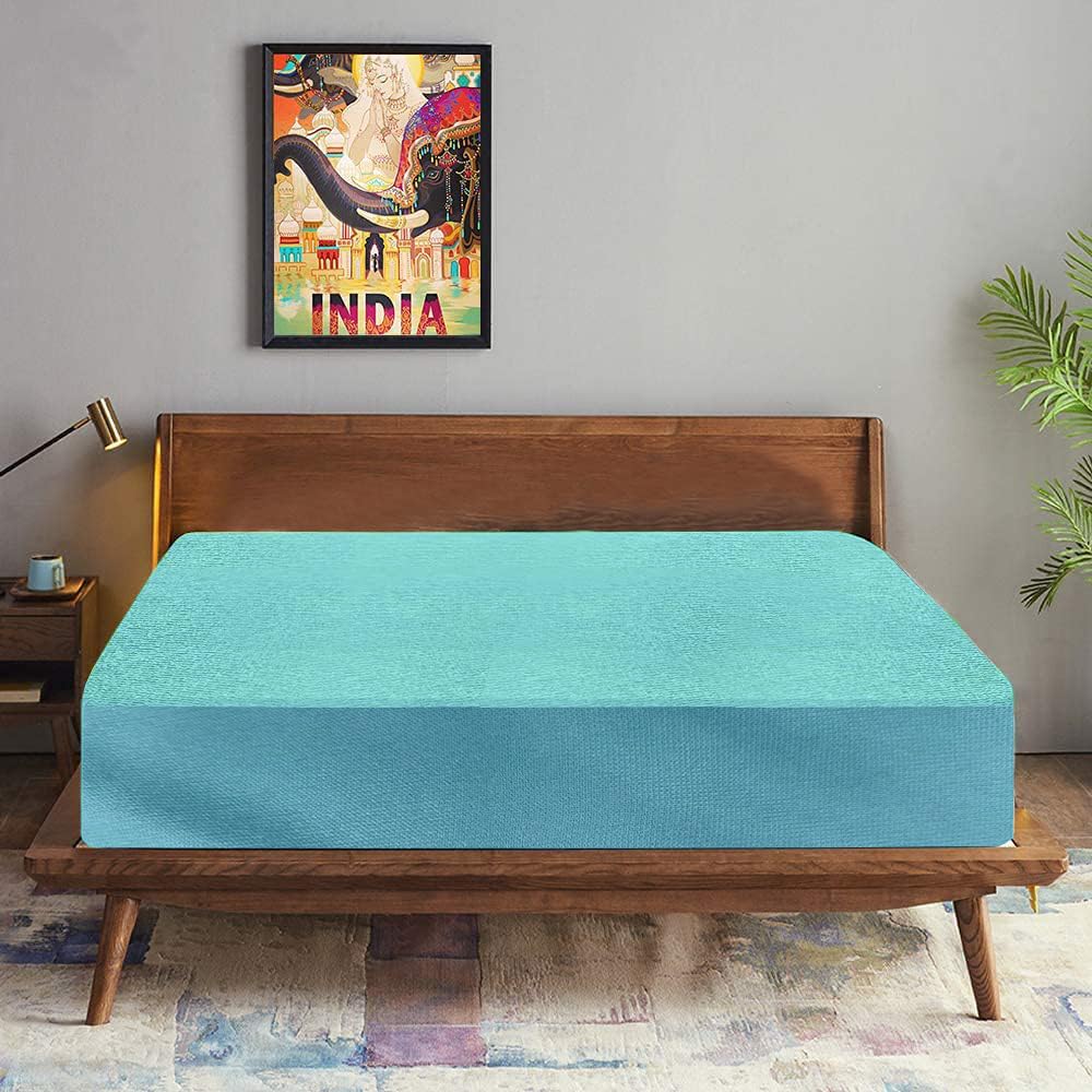 Trance Cotton Feel Terry Ultra Soft Waterproof Mattress Protector Double Bed Size | Breathable - Hypoallergenic Mattress Cover (78x60 inch | 6.5x5 feet,Turquoise - Pack of 1)